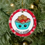 Ornamento de Navidad de Spaghetti | Pun romántico<br><div class="desc">El personalizado Kawaii estilo espagueti,  adorno romántico para una pareja.</div>