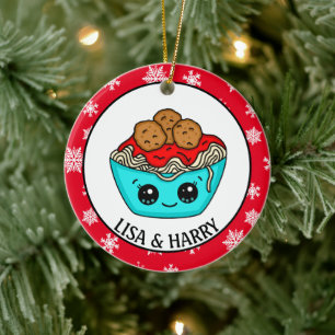 Ornamento de Navidad de Spaghetti   Pun romántico