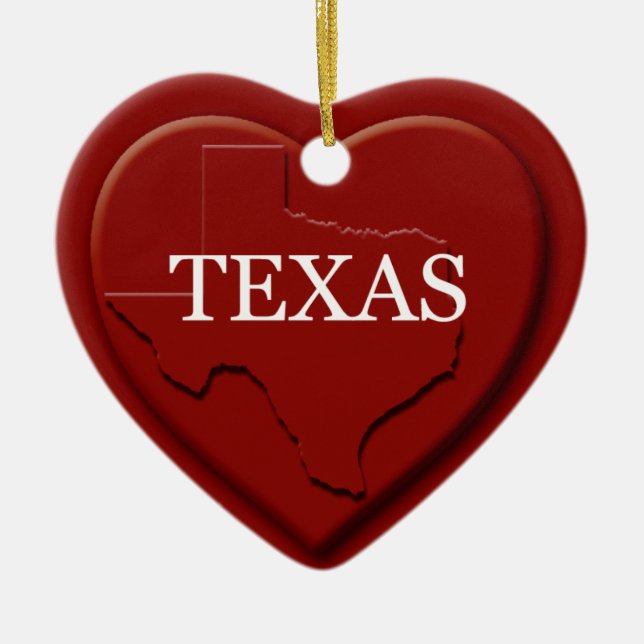 Ornamento de Navidad de Texas Heart Map (Frente)