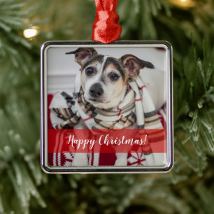 Ornamento de Navidad de texto y foto personalizado