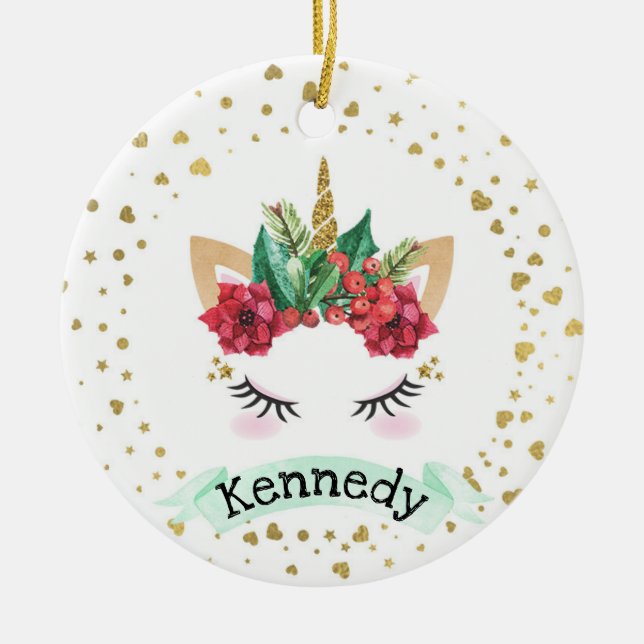 Ornamento de Navidad de Unicorn Navidades personal (Frente)