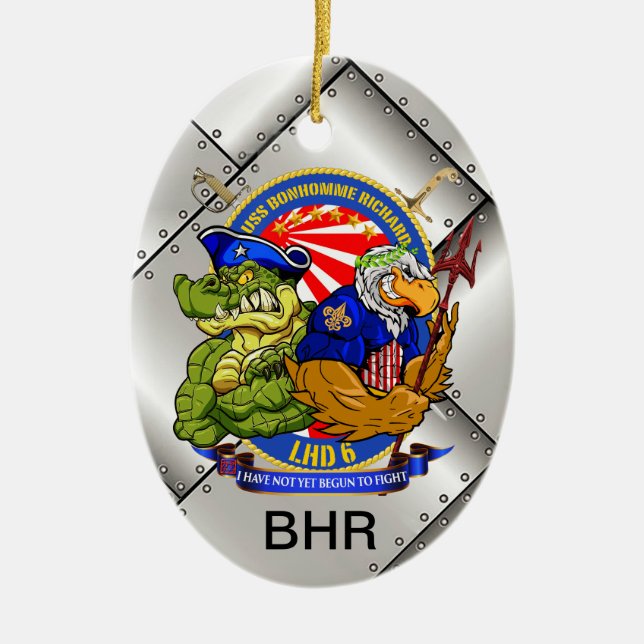 Ornamento de Navidad de USS BHR LHD-6 (Frente)