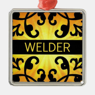 Ornamento de Navidad de Welder Damask