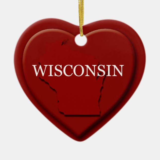Ornamento de Navidad de Wisconsin Heart Map (Frente)