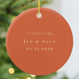 Ornamento de Navidad del Boda Minimalista naranja