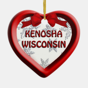 Ornamento de Navidad del Corazón de Kenosha Wiscon