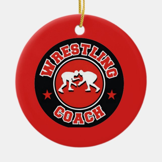 Ornamento de Navidad del entrenador de lucha libre (Frente)