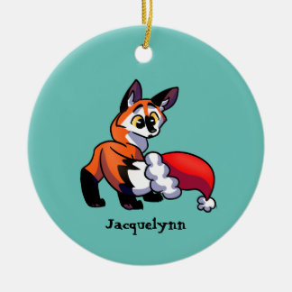 Ornamento de Navidad del Naranja Fox personalizado