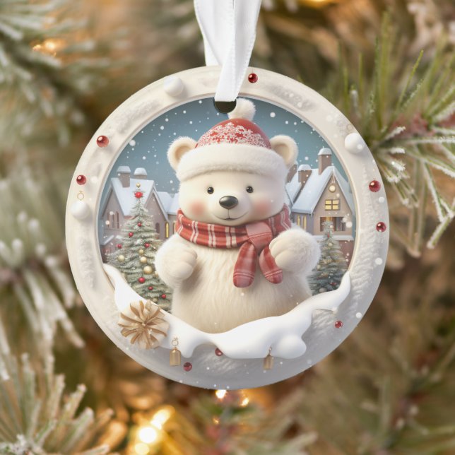 Ornamento de Navidad del oso 3D (Árbol)