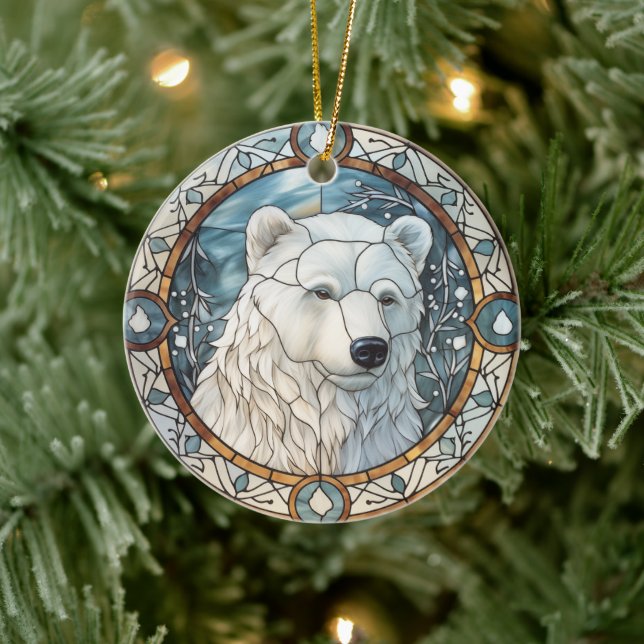 Ornamento de Navidad del oso blanco de vidrio manc (Árbol)