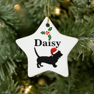 Ornamento de Navidad del perro de la mancha baja p