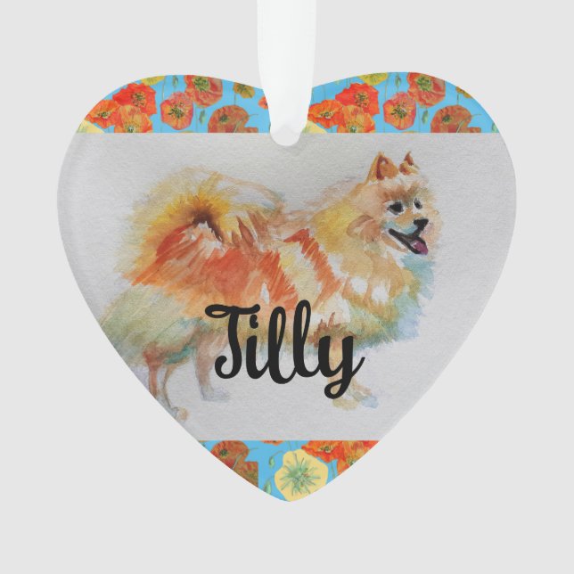 Ornamento de Navidad del perro Pomerania Spitz ale (Anverso)