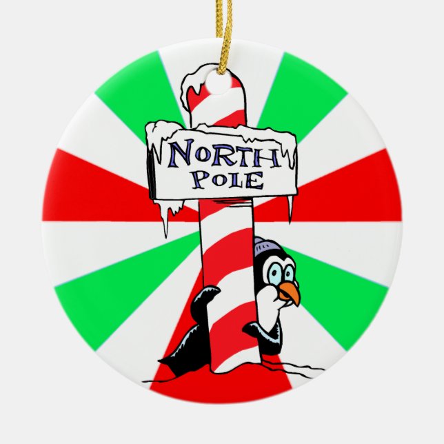 Ornamento de Navidad del Pingüino del Polo Norte (Frente)