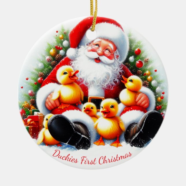 Ornamento de Navidad Duckling personalizado (Frente)