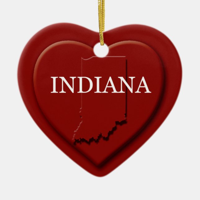 Ornamento de Navidad en Indiana Heart Map (Frente)