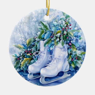 Ornamento de Navidad en invierno azul