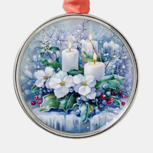 Ornamento de Navidad en invierno azul