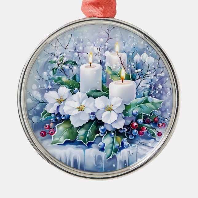 Ornamento de Navidad en invierno azul (Frente)