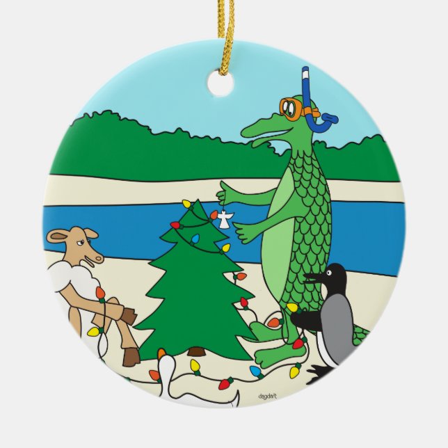 Ornamento de Navidad en la playa caprichosa (Frente)