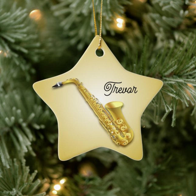 Ornamento de Navidad Estrella Personalizada de Sax (Árbol)