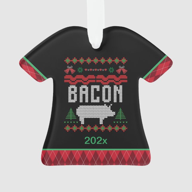 Ornamento de Navidad feo y feo de Bacon personaliz (Reverso)