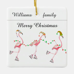 ornamento de Navidad Flamingos monogramado