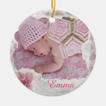 Ornamento de Navidad Floral Rosa bonito Keepsake