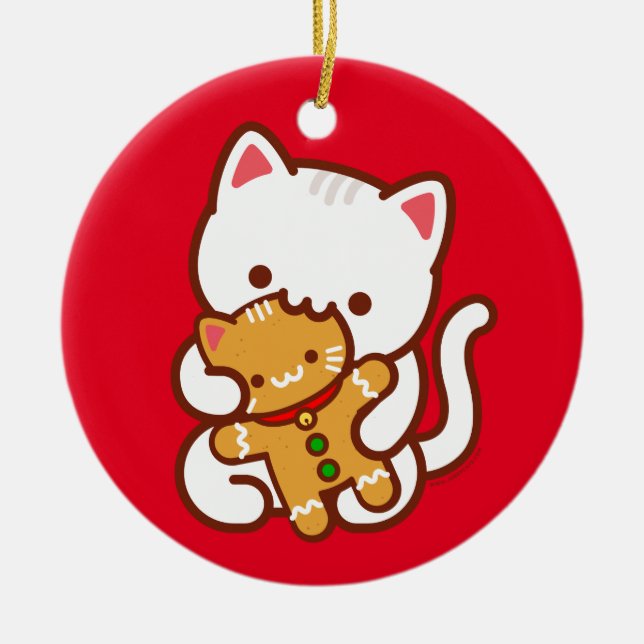 Ornamento de Navidad - Gato de pan de gatito de Ki (Frente)