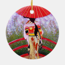 Ornamento de Navidad Geisha Rosa