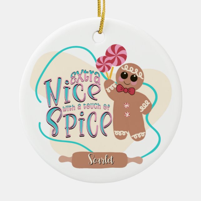 Ornamento de Navidad Gingerbread personalizado (Frente)