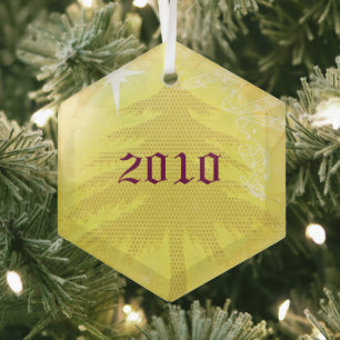 Ornamento de Navidad Gold Pine Tree 2010