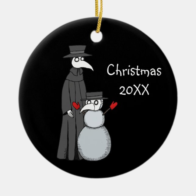 Ornamento de Navidad gótico Médica de la peste Sno (Frente)