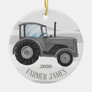 Ornamento de Navidad Gray Tractor Personalizado