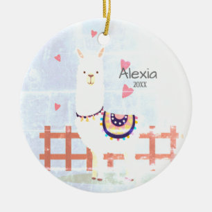 Ornamento de Navidad Gris y Alpaca Rosa