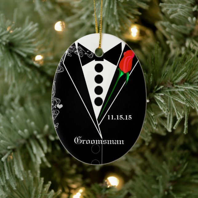 Ornamento de Navidad Groomsman Boda (Árbol)
