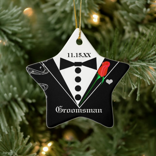Ornamento de Navidad Groomsman Boda (Árbol)