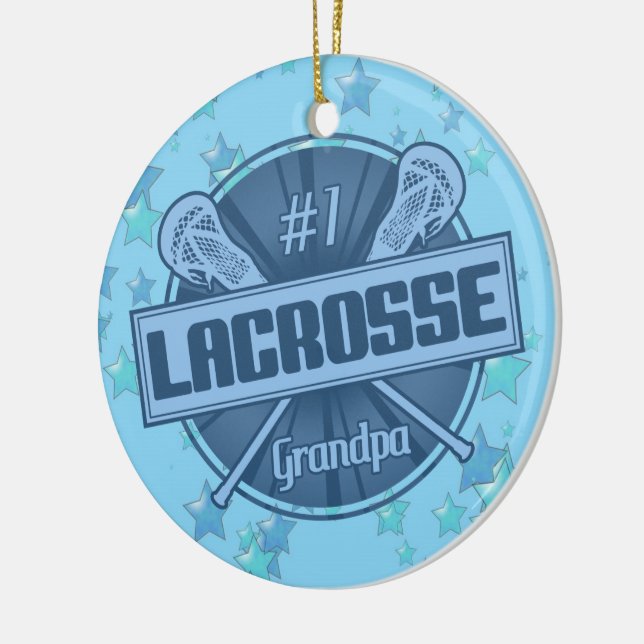 Ornamento de Navidad Lacrosse, abuelo #1 LAX (Izquierda)