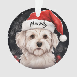 Ornamento de Navidad maltés Terrier Personalizado