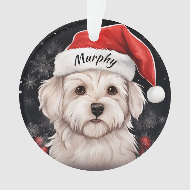 Ornamento de Navidad maltés Terrier Personalizado (Anverso)
