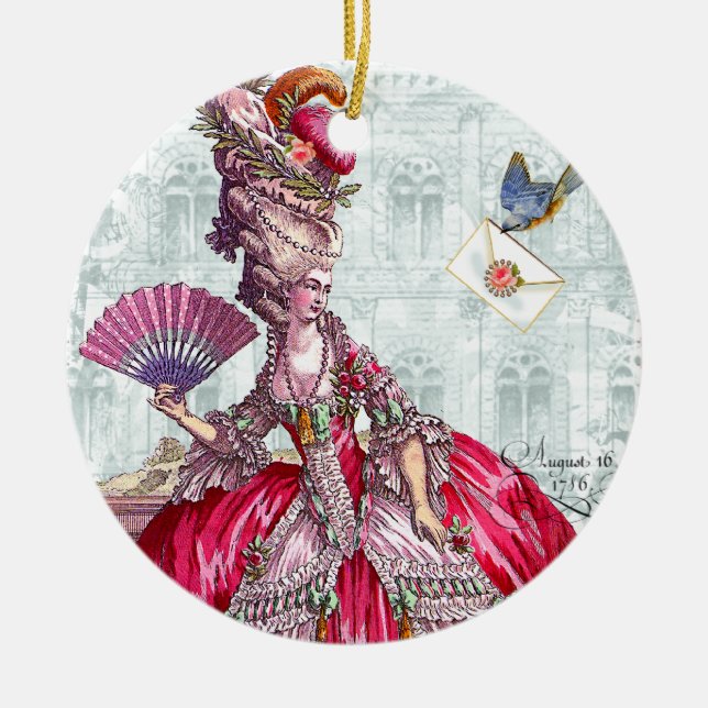 Ornamento de Navidad Marie Antoinette & Bluebird (Frente)