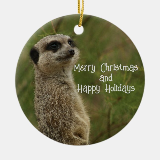 Ornamento de Navidad Meercat Merry (Frente)