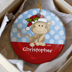 Ornamento de Navidad Monkey Personalized Boy