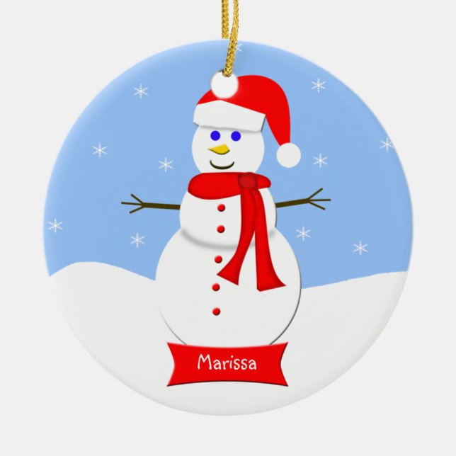 Ornamento de Navidad Monogramado Snowman (Frente)