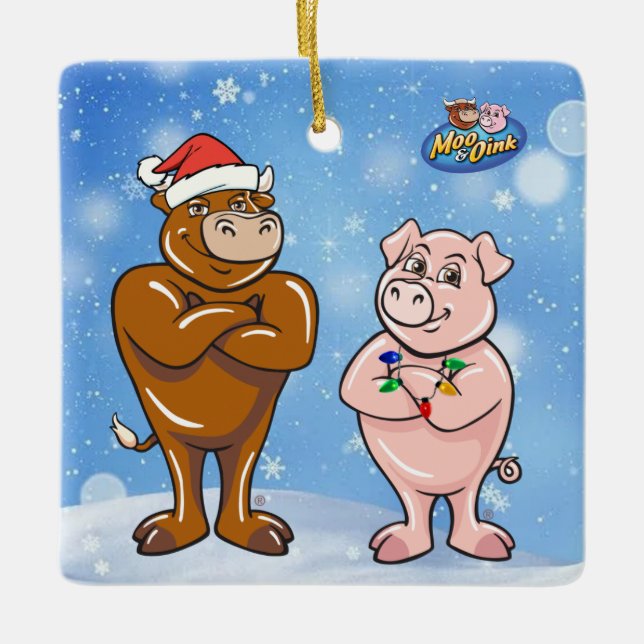 Ornamento de Navidad Moo & Oink (Anverso)