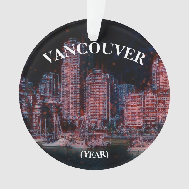 Ornamento de Navidad Panorámico de Vancouver (Anverso)