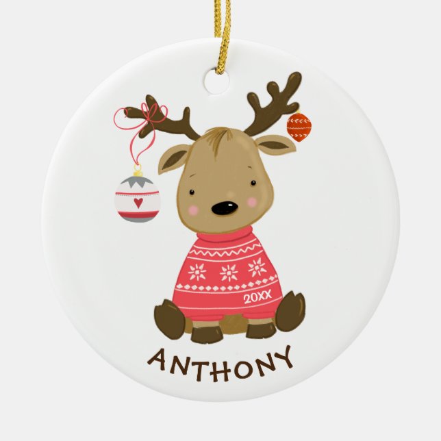 Ornamento de Navidad para los renos de invierno (Frente)