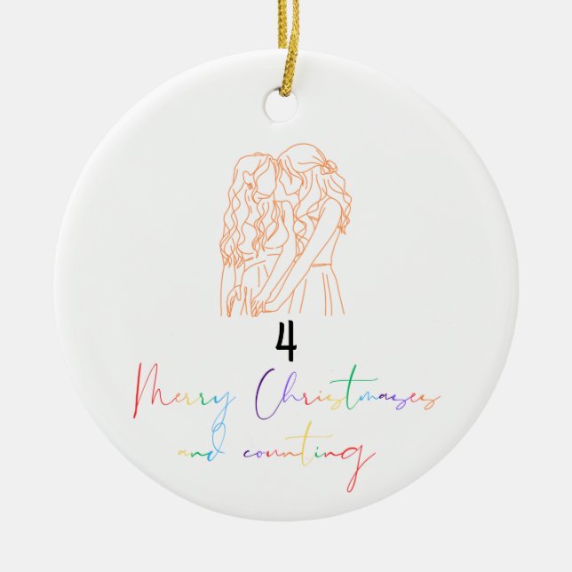 Ornamento de Navidad para parejas lesbianas queer  (Frente)