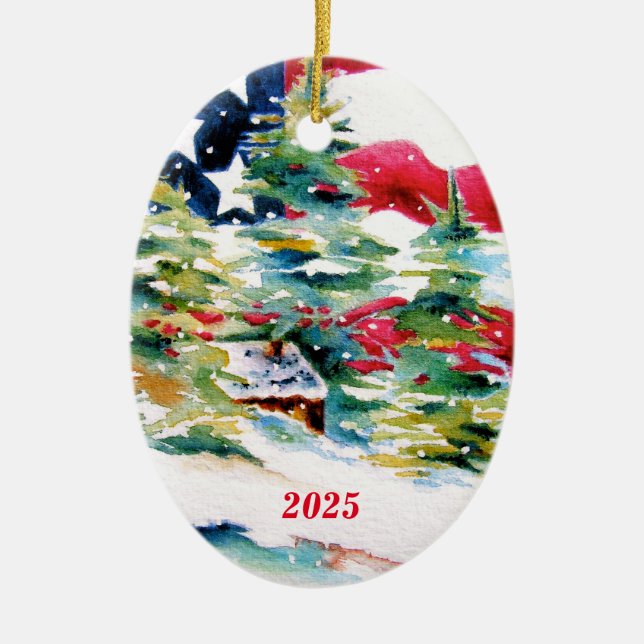 Ornamento de Navidad Patriótico Oval de 2025 (Frente)