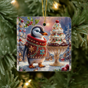 Ornamento de Navidad Penguin Sundae