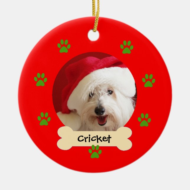 Ornamento de Navidad Perro Personalizado - 1 lado (Frente)